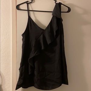 Black ruffle tank top
